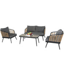 4 Pieces Patio Furniture Set, PE Rattan Wicker With Washable Cushion And Tempered Glass Tabletop, Conversation Furniture For Garden Poolside Balcony by HouseOfZazla