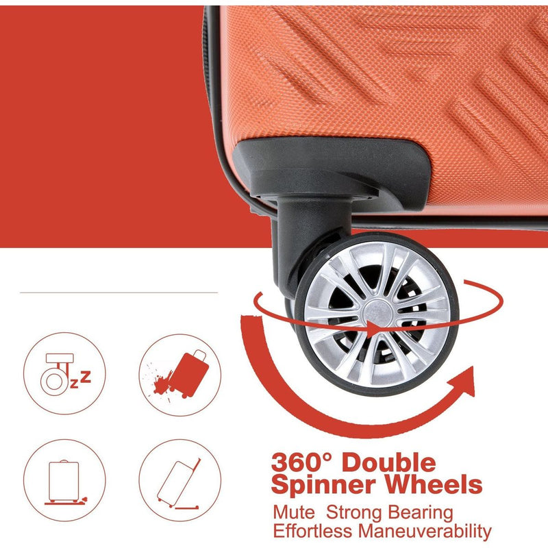 2Piece Luggage Sets ABS Lightweight Suitcase, Spinner Wheels, (20/14) DARK ORANGE