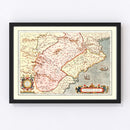 Vintage Map of Aragon & Catalonia Spain, 1623