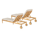 Riviera Outdoor Chaise Lounge with Wheels, Acacia Wood Frame (Set of 2) by HouseOfZazla