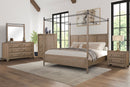 Queen Canopy Bedroom Set With A 2 Drawer Nightstand A Dresser With Poster Mirror And A Door Chest - Sand by HouseOfZazla