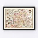 Vintage Map of Gaul France, 1623