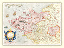 Vintage Map of Brittany & Normandy France, 1623