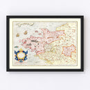 Vintage Map of Brittany & Normandy France, 1623