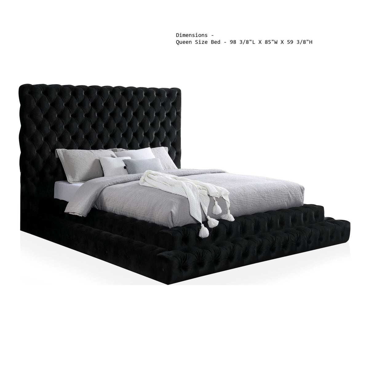 Tufted Oversized Headboard Platform Bed With Fully Upholstered Frame, photo 3 of 9