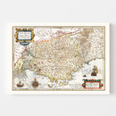 Vintage Map of Gaul Region of France, 1623