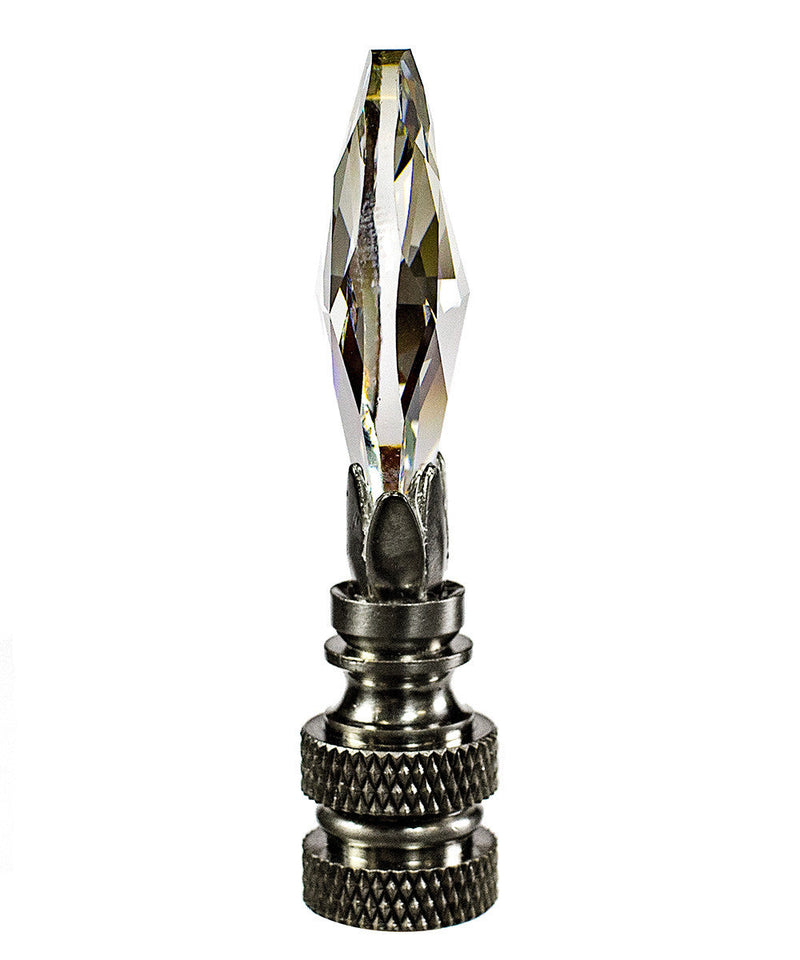 Stephanov Crystal Small Teardrop Nickel Base Lamp Finial 2.5"h