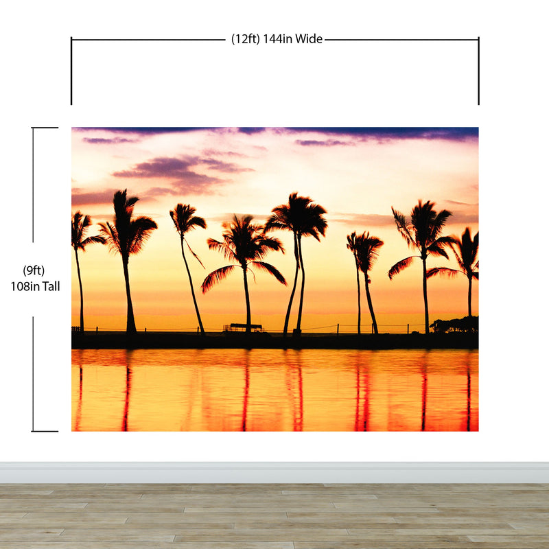 Tropical Sunset Palm Tree Paradise Wall Mural.