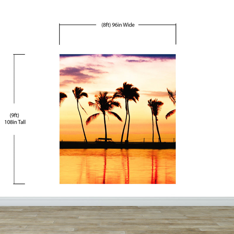 Tropical Sunset Palm Tree Paradise Wall Mural.