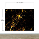Black and Gold Abstract Marble Stone Peel and Stick Wall Mural.