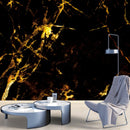Black and Gold Abstract Marble Stone Peel and Stick Wall Mural.