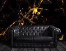Black and Gold Abstract Marble Stone Peel and Stick Wall Mural.