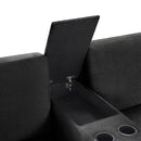 Modular 5 Seat U-Shape Sectional Sofa With Chaise Lounge, Built In Cup Holders And Storage Drawer