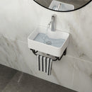 Rectangular Bathroom Sink With Towel Bar & Faucet Hole, Wall Mounted - White by HouseOfZazla