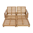 Double Acacia Wood Chaise Lounge Set