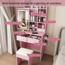 Vanity Desk Set with LED Lighted Mirror & Padded Stool