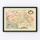 Vintage Map of Poitou France, 1623