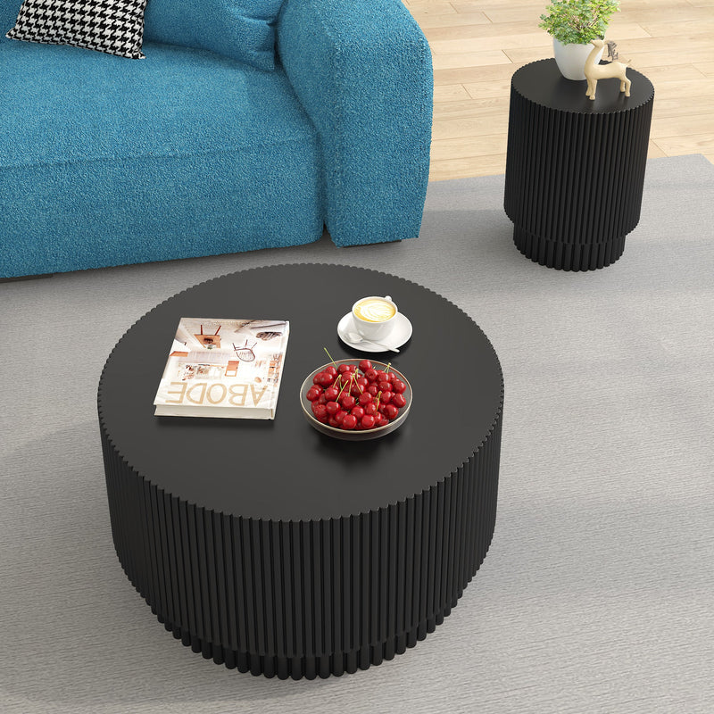 Walker Edison - 15.72-inch H-barrel coffee table, Nordic style, simple design, suitable for indoor and outdoor use, magnesium oxide material, suitable for living room, bedroom or garden sofa