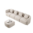 L-Shaped Modular Sectional Sofa With Ottoman, Living Room Furniture Set - Beige