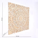 Floral Hand Carved Mandala Square Wall Decor With Spiritual Symbolism - Gold / White by HouseOfZazla