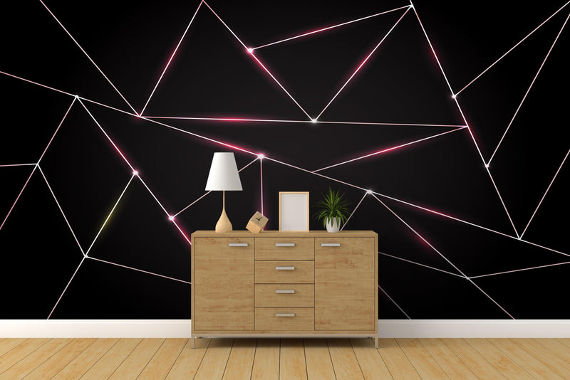 Luxury Polygonal Triangle Pattern Lines Shape. Peel and Stick Wall Mural.