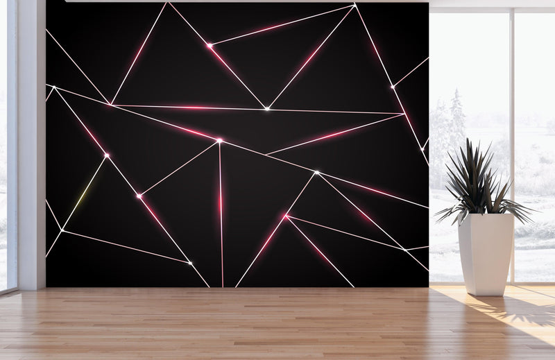 Luxury Polygonal Triangle Pattern Lines Shape. Peel and Stick Wall Mural.