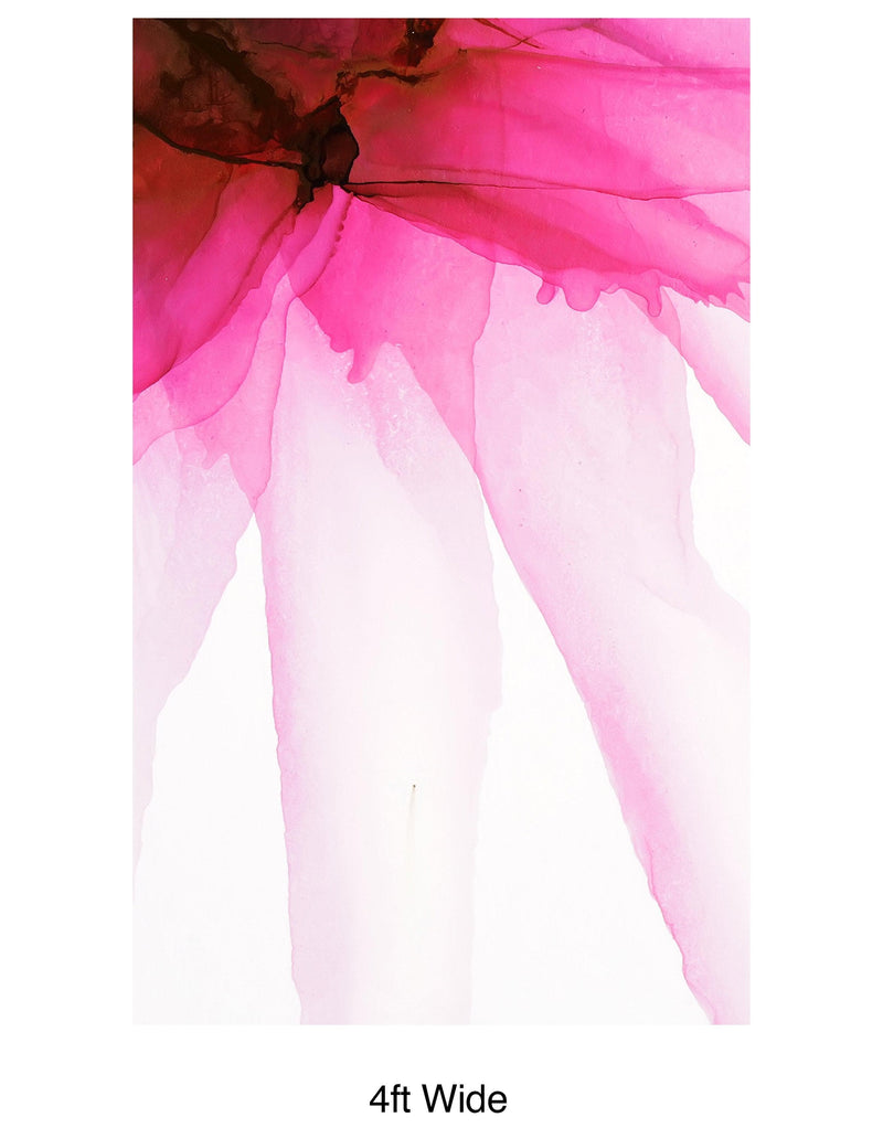 Pink Flower Watercolor Alcohol Ink Stain Abstract Design. Peel and Stick Wall Mural.