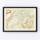 Vintage Map of Switzerland (Das Wiflispurgergou), 1623