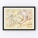 Vintage Map of Switzerland 1623