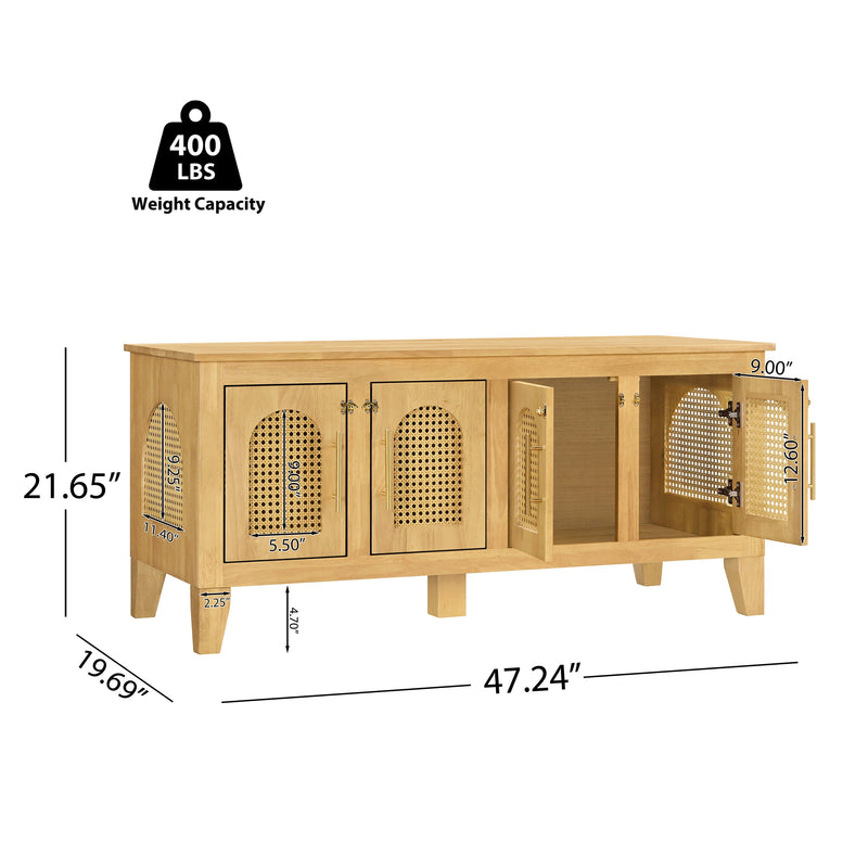 Lars Indoor Rattan Decorated Rubber Wood Dog Crate Cabinet, photo 3 of 10