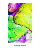 Alcohol Ink Abstract Pattern Peel and Stick Wallpaper Mural. (Lime, Green, Yellow, Purple Stained)
