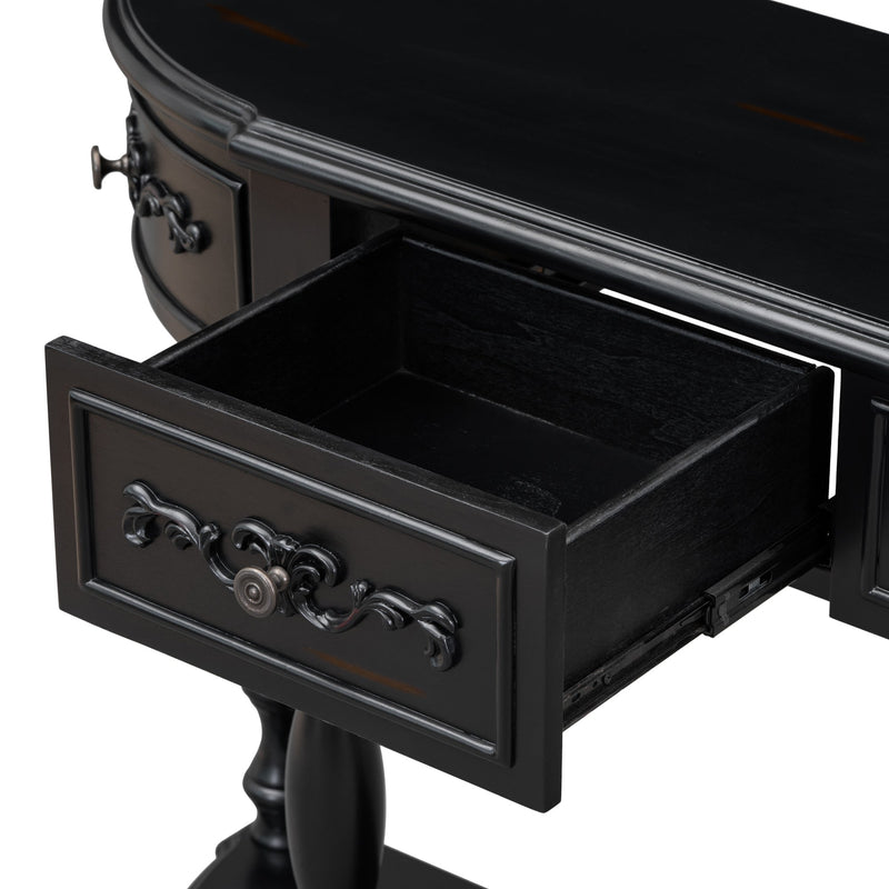 52"Modern and Contemporary Curved Console Table Sofa Table Entryway Table for Hallway Living Room Bedroom with 4 Drawers and 1 Shelf