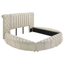 Sonya 4-piece Upholstered Eastern King Bedroom Set Ivory