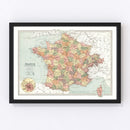 Vintage Map of France And Switzerland 1871