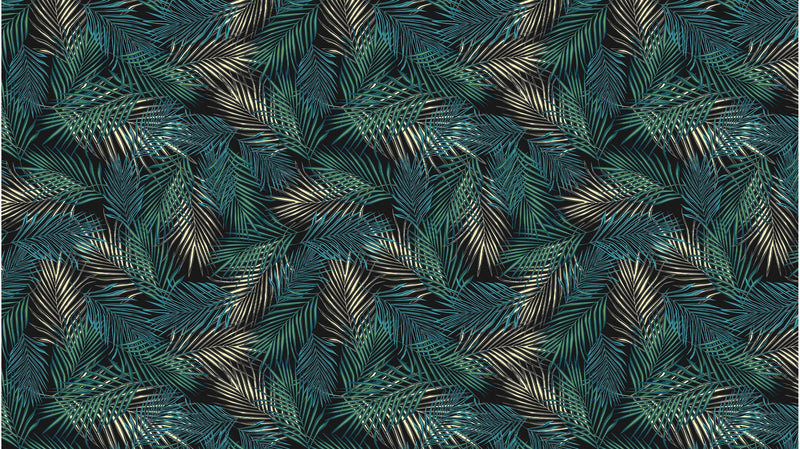 Tropical Palm Leave Pattern Peel and Stick Wall Mural.