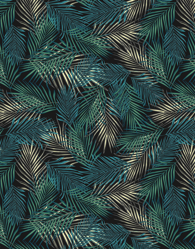 Tropical Palm Leave Pattern Peel and Stick Wall Mural.