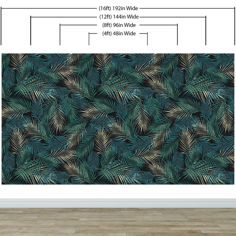 Tropical Palm Leave Pattern Peel and Stick Wall Mural.