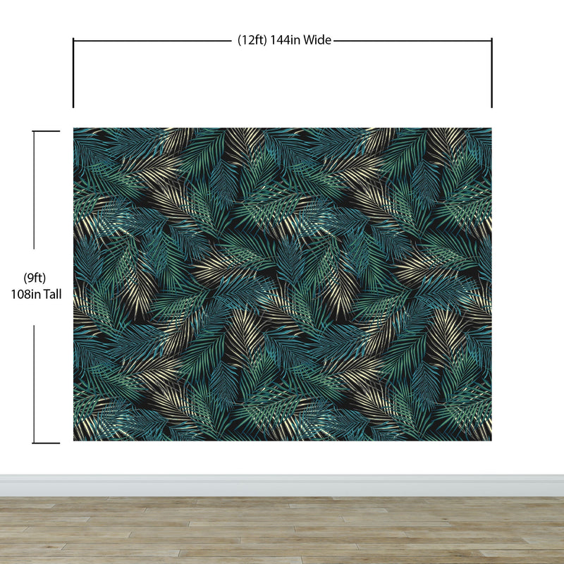 Tropical Palm Leave Pattern Peel and Stick Wall Mural.