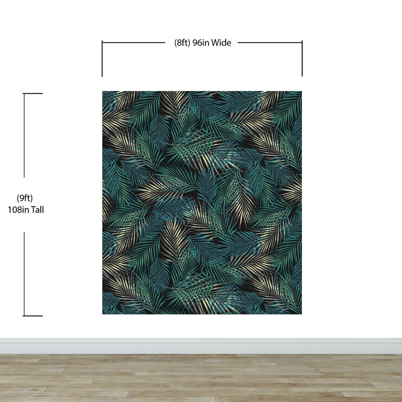 Tropical Palm Leave Pattern Peel and Stick Wall Mural.