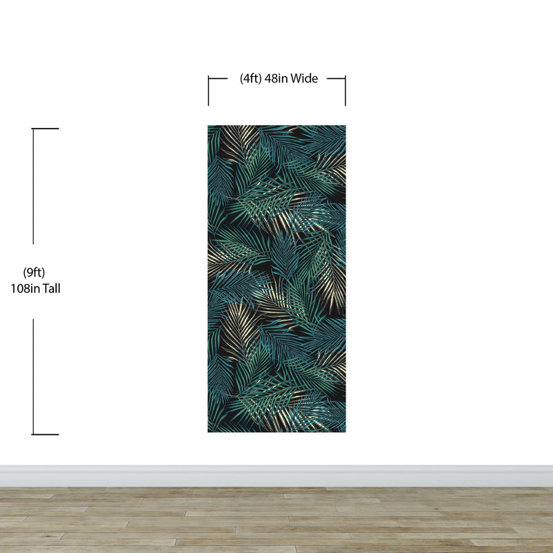 Tropical Palm Leave Pattern Peel and Stick Wall Mural.