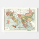 Vintage Map of Italy, Turkey & Greece 1871