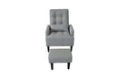 Living Room Sofa Single Chair And Ottoman, Modern Multi-Function Fabric Living Room Sofa Lounge Chair Bed And Stool. Soft Leisure Single Chair Adjustable Into 5 Angles With Sofa Bed