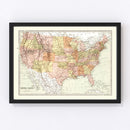 Vintage Map of United States 1871