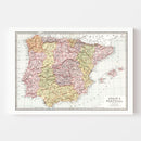 Vintage Map of Spain & Portugal 1871