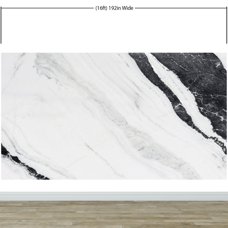 Black and White Marble Stone Granite Slate Wall Mural. Peel and Stick.