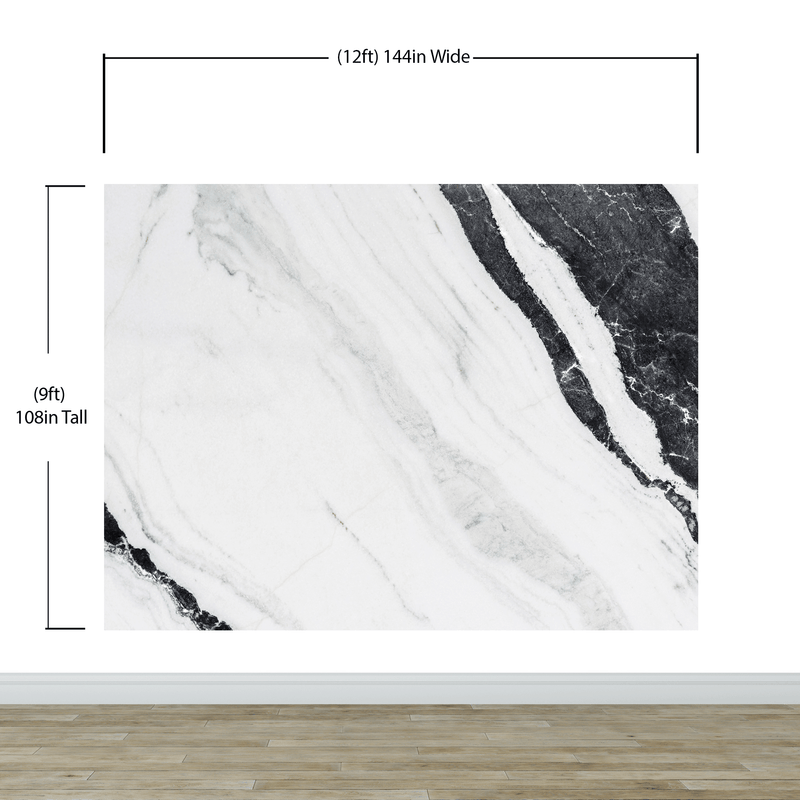 Black and White Marble Stone Granite Slate Wall Mural. Peel and Stick.