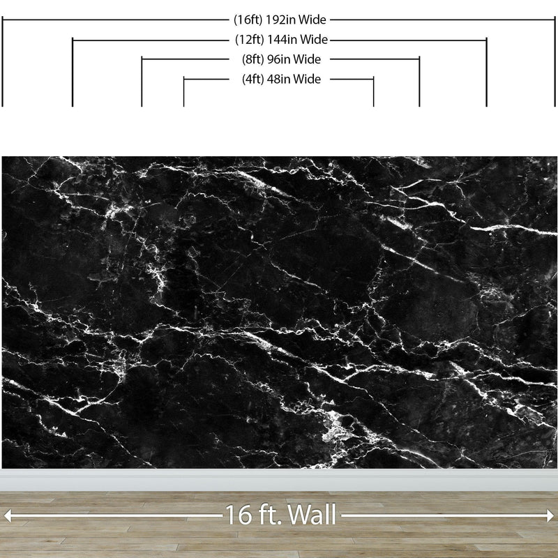 Black Marble Stone Granite Slate Peel and Stick Wallpaper | Removable Wall Mural