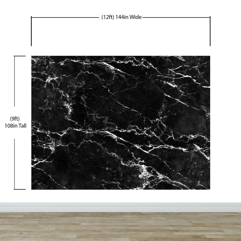 Black Marble Stone Granite Slate Peel and Stick Wallpaper | Removable Wall Mural