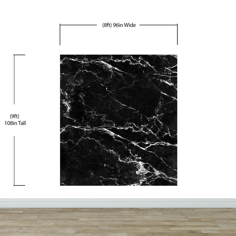 Black Marble Stone Granite Slate Peel and Stick Wallpaper | Removable Wall Mural