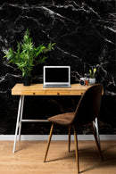 Black Marble Stone Granite Slate Peel and Stick Wallpaper | Removable Wall Mural
